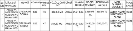 ARSA SATIŞ İHALE İLANI